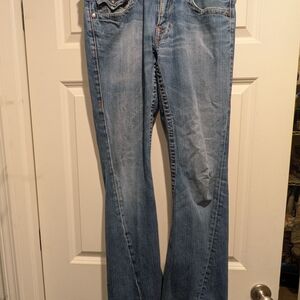 True Religion Joey Mid Rise Flare Butter Soft Women's Blue Jeans